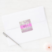 Girl Lilac Shimmer Glitzer Glitzern Monogram Name Quadratischer Aufkleber (Umschlag)