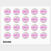 Girl Lilac Shimmer Glitzer Glitzern Monogram Name Runder Aufkleber (Blatt)