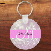 Girl Lilac Shimmer Glitzer Glitzern Monogram Name Schlüsselanhänger (Vorderseite)