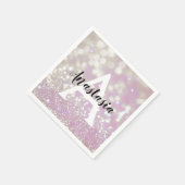 Girl Lilac Shimmer Glitzer Glitzern Monogram Name Serviette (Ecke)