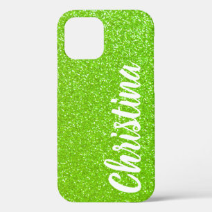 Girl Lime Green Glitzer Name Personalisiert Case-Mate iPhone Hülle