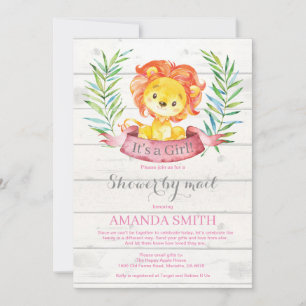 Girl Lion Baby Shower by Mail Einladung