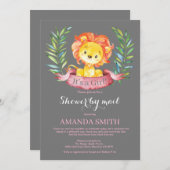 Girl Lion Baby Shower by Mail Einladung (Vorne/Hinten)