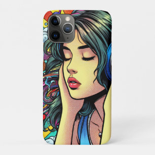 Girl Listing to Music on Headphones Psychedelic Case-Mate iPhone Hülle