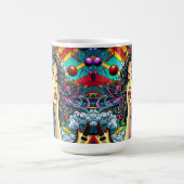 Girl Listing to Music on Headphones Psychedelic Kaffeetasse (Mittel)