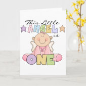 Girl Little Angel 1. Geburtstagsgeschenke Karte (Gelbe Blume)