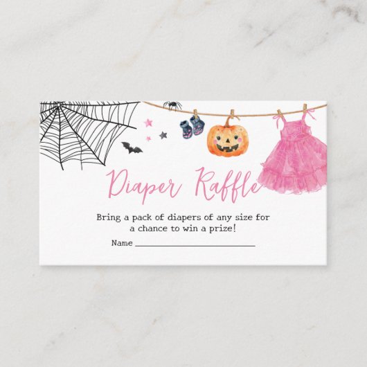 Girl Little Boo Halloween Pumpkin Diaper Raffle Begleitkarte (Vorderseite)