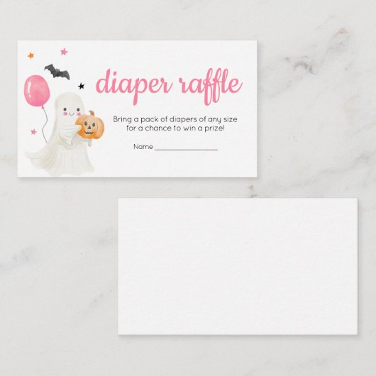 Girl Little Boo ist fast Due Baby Diaper Raffle Begleitkarte (Vorne/Hinten)