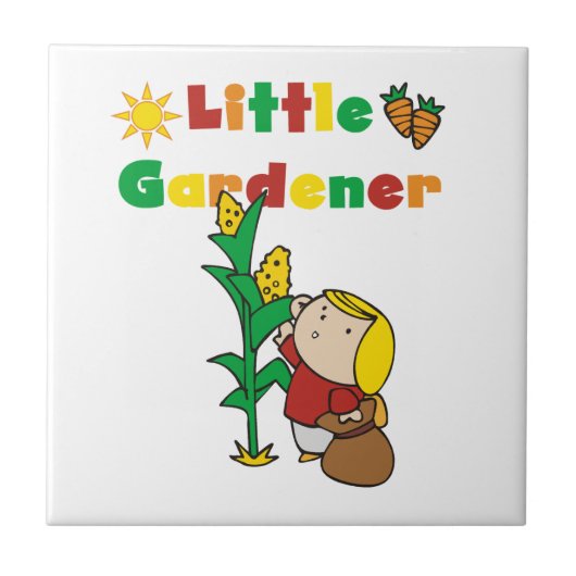 Girl Little Gardener Fliese (Vorderseite)