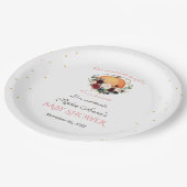 Girl Little Pumpkin Burgundy Floral Baby Shower Pappteller (Schrägansicht)