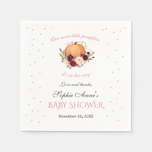 Girl Little Pumpkin Erntedank Kinderdusche Serviette (Vorderseite)