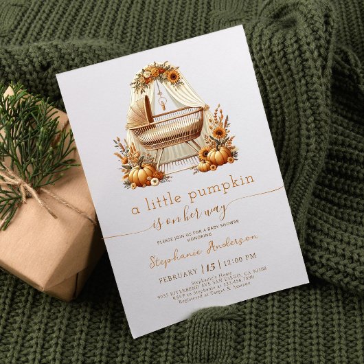 Girl Little Pumpkin Fall Boho Babydusche Einladung