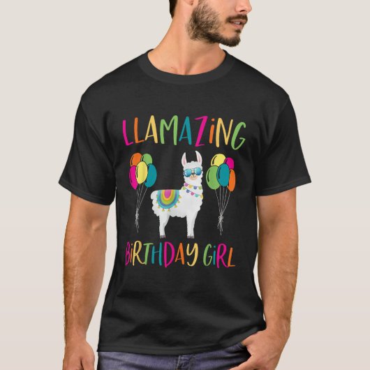 Girl Llama Birthday LLamazing Party Alpaca Balloon T-Shirt (Vorderseite)