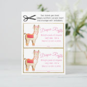 Girl Llama Diaper Raffles Tickets Einladung (Stehend Vorderseite)
