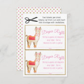 Girl Llama Diaper Raffles Tickets Einladung (Vorne/Hinten)