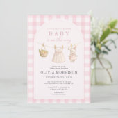 Girl Locally Grown Pink Baby Shower Einladung (Stehend Vorderseite)
