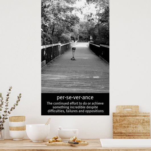 Girl Longboard-Beharrlichkeit Poster (Küche)
