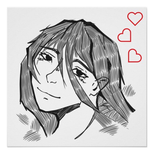 Girl love lineart poster (Vorderseite)