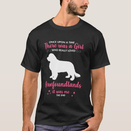Girl Loves Newfoundland Dog For Men Women Mom Dad T-Shirt (Vorderseite)