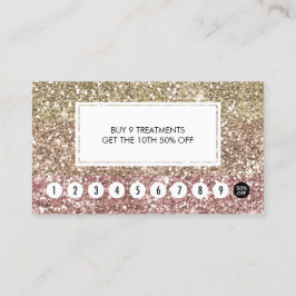 Girl Loyalty Punch Card Imitate Rose Gold Glitzer Treuekarte