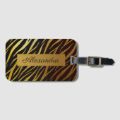 Girl Luxury Black Gold Klasse Zebra Print Custom Gepäckanhänger (Vorderseite (Horizontal))
