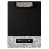 Girl Luxury Silver Sequin Glitzer Black Klemmbrett (Vorderseite)