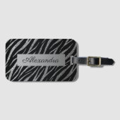 Girl Luxury Silver und Black Classy Zebra Print Gepäckanhänger (Vorderseite (Horizontal))