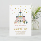 Girl Magical Day Princess Burg Geburtstag Einladung (Stehend Vorderseite)