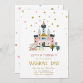 Girl Magical Day Princess Burg Geburtstag Einladung (Vorne/Hinten)