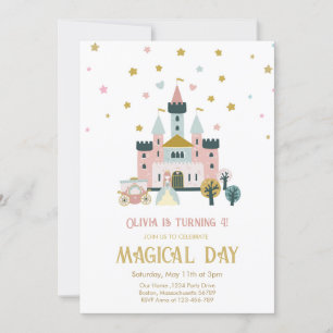 Girl Magical Day Princess Burg Geburtstag Einladung