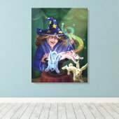 Girl Magician Pulls Rabbits aus dem Hut Leinwanddruck (Insitu (Holzboden))
