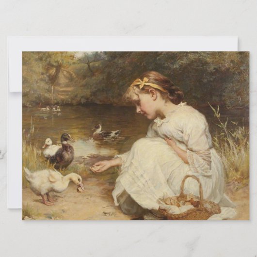 Girl Making Friends with Ducks (Frederick Morgan) Karte (Vorderseite)