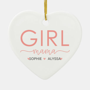 Girl Mama Personalized With Daughter's Names Keramik Ornament