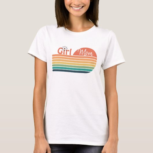 Girl Mama Retro Blume Sunset T-Shirt (Vorderseite)