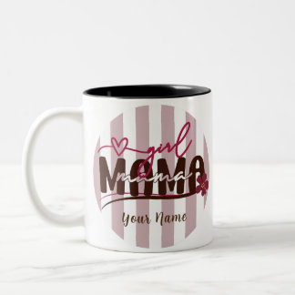 Girl Mama Stripes Circle Minimalistisches Design Zweifarbige Tasse