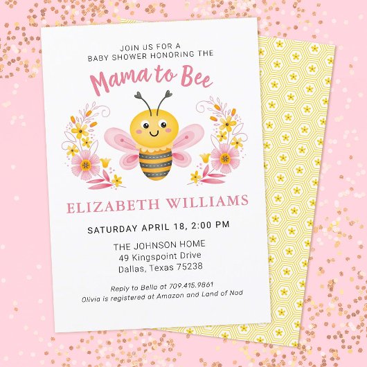 Girl Mama zu Bee Baby Dusche Einladung