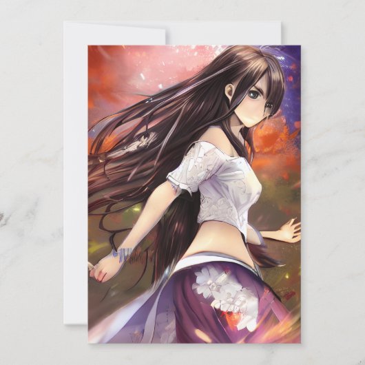 Girl Manga Warrior Anime Graphic Einladung (Vorderseite)