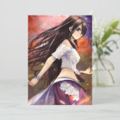 Girl Manga Warrior Anime Graphic Einladung (Stehend Vorderseite)