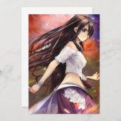 Girl Manga Warrior Anime Graphic Einladung (Vorne/Hinten)