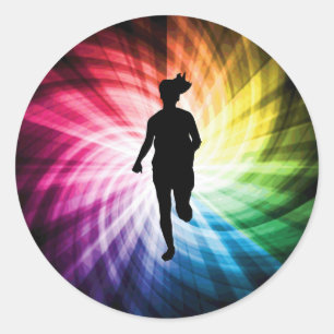 Girl Marathon Runner Runder Aufkleber