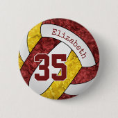 Girl Maroon Gold Volleyball Team Farben Button (Vorderseite)
