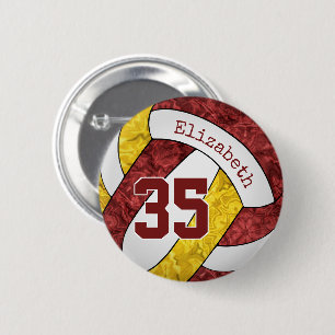 Girl Maroon Gold Volleyball Team Farben Button