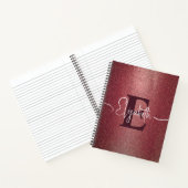 Girl Maroon - Rose Glitzer Monogram Name Notebook Notizblock (Innenseite)