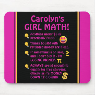 Girl Math Funny Personalisiert Computer Mousepad