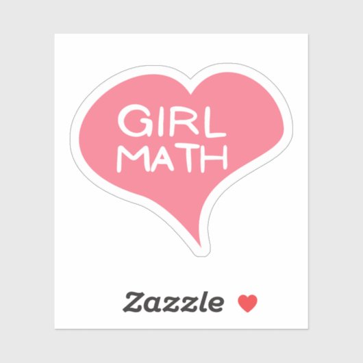 GIRL MATH Pink Liebe Herz Vinyl Sticker (Blatt)