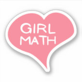 GIRL MATH Pink Liebe Herz Vinyl Sticker (Vorderseite)