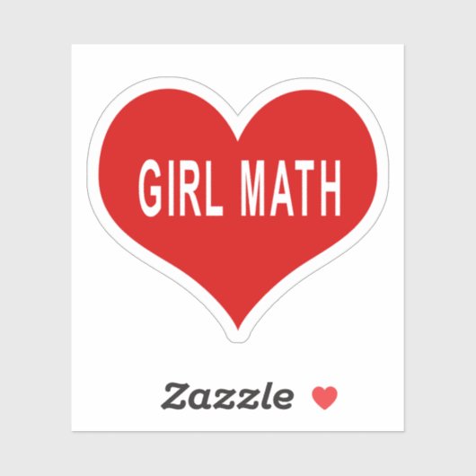 GIRL MATH Red Liebe Heart Vinyl Sticker (Blatt)