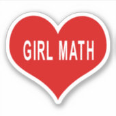 GIRL MATH Red Liebe Heart Vinyl Sticker (Vorderseite)