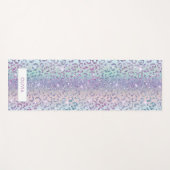 Girl Mermaid Glitzer Leopard Print Monogram Name Yogamatte (Vorderseite (Horizontal))
