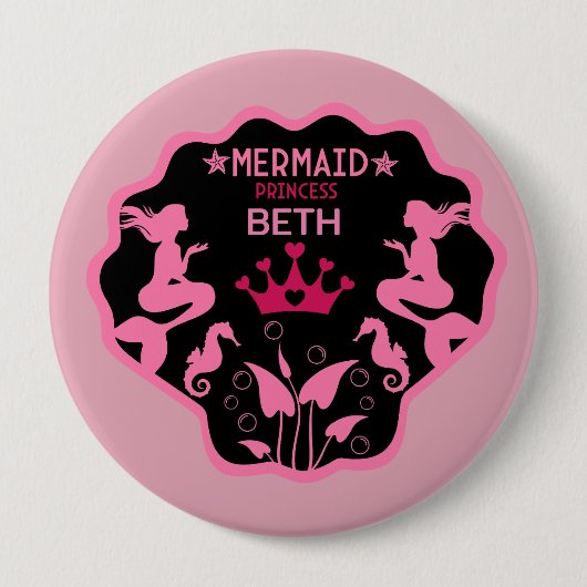 Girl Mermaid Princess Button (Vorderseite)